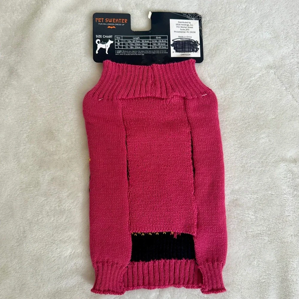 Ghoul Gang Halloween‎ Dog Pet Sweater Medium Pink Knit NWT